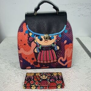 Maria's‎ Mexican Leather Purse Backpack & Wallet Woven Handbag NICE Doll Cute